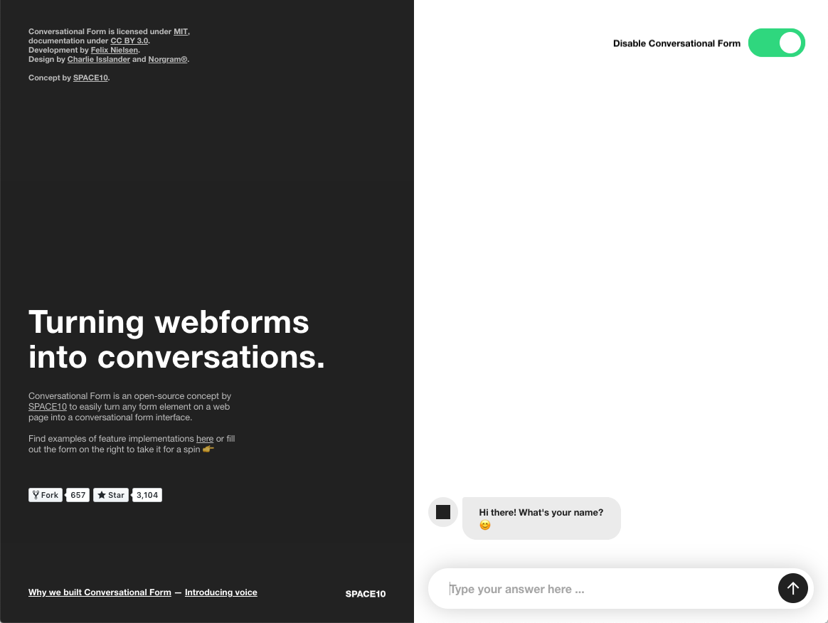 Conversational Form Screenshot