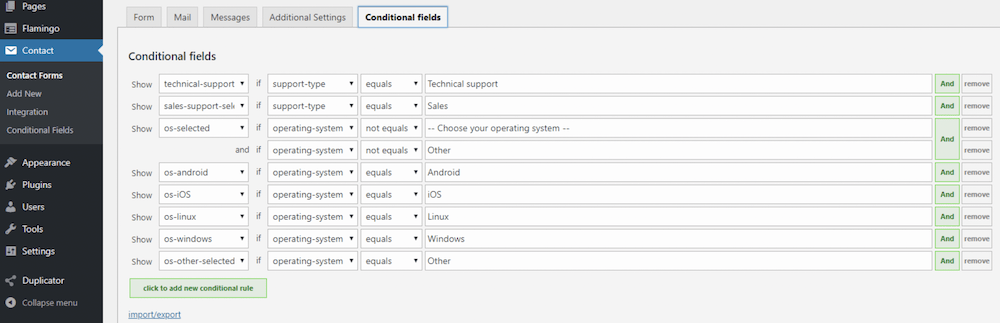 The Contact Form 7 – Conditional Fields plugin.