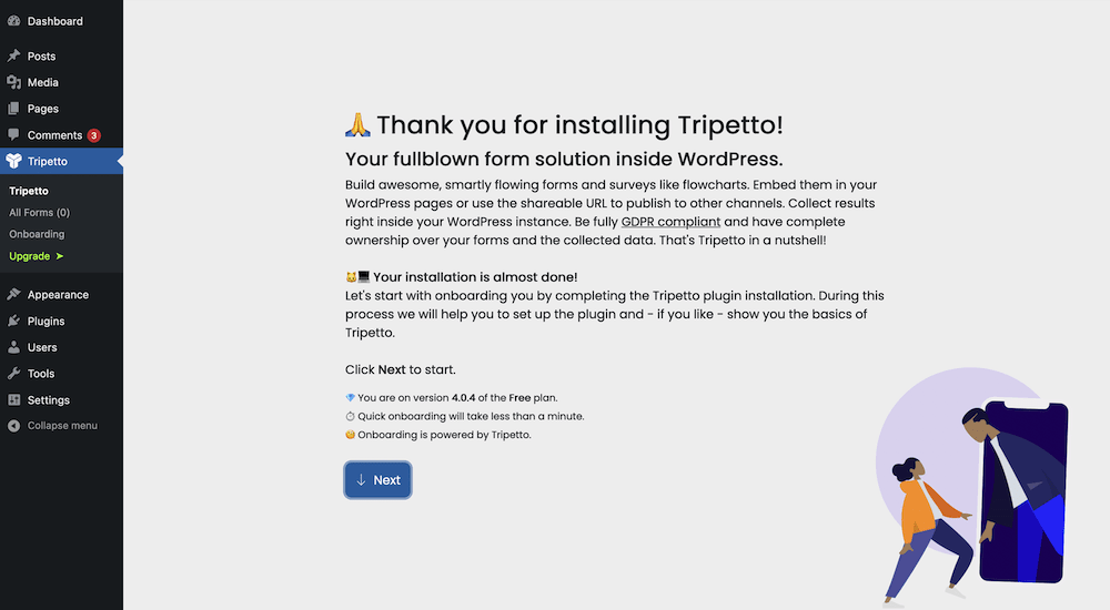 The Tripetto Onboarding Wizard.