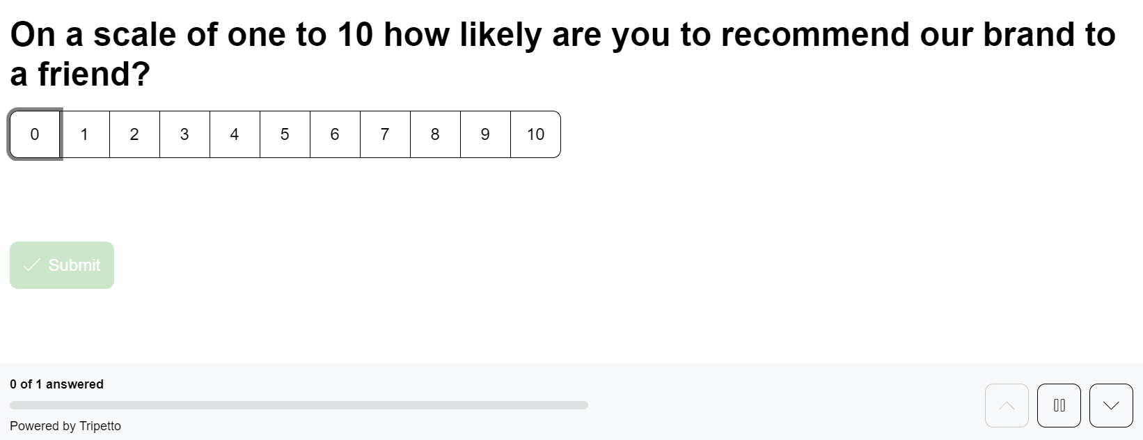 A screenshot of Tripetto’s scale question type.