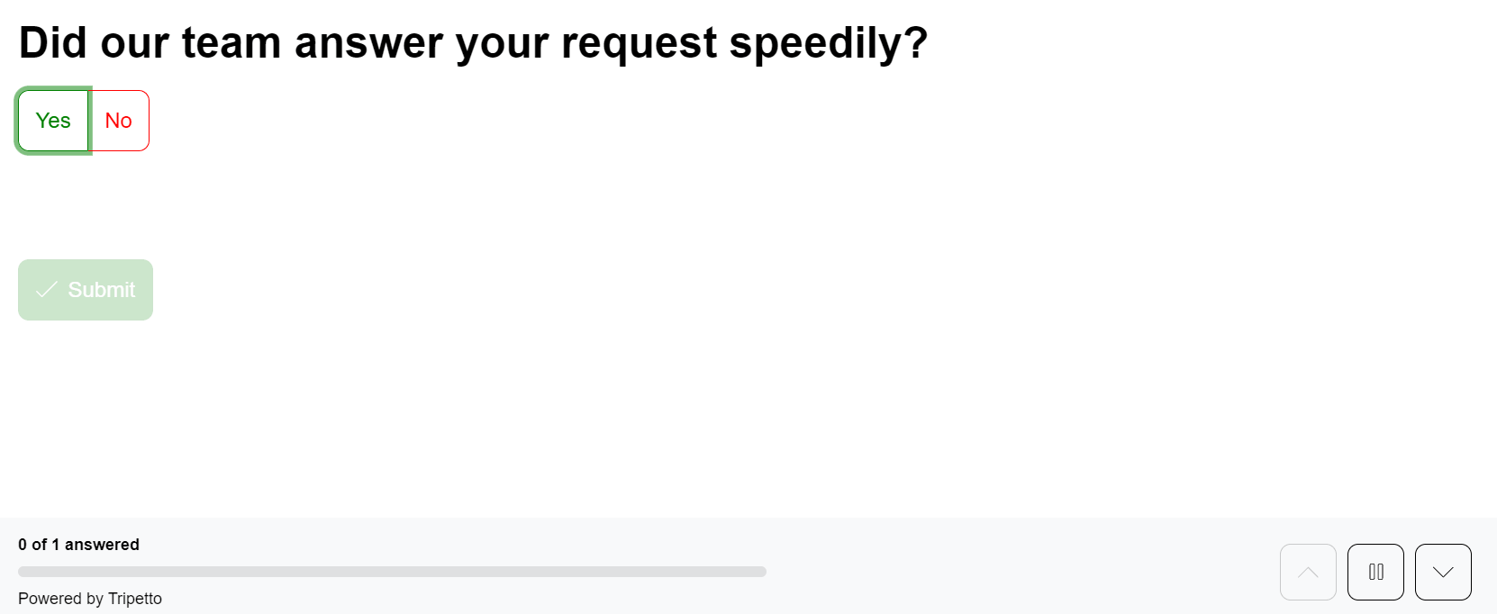 A screenshot of Tripetto’s yes-no question type.