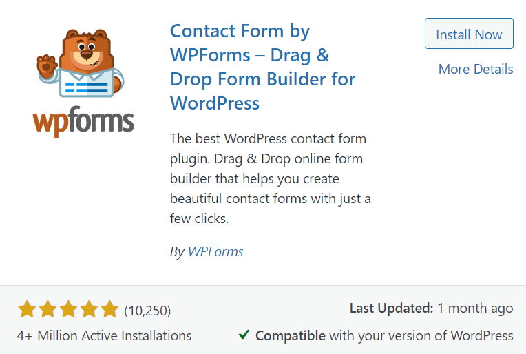 A screenshot of WP Forms