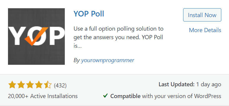 A screenshot of YOP Poll