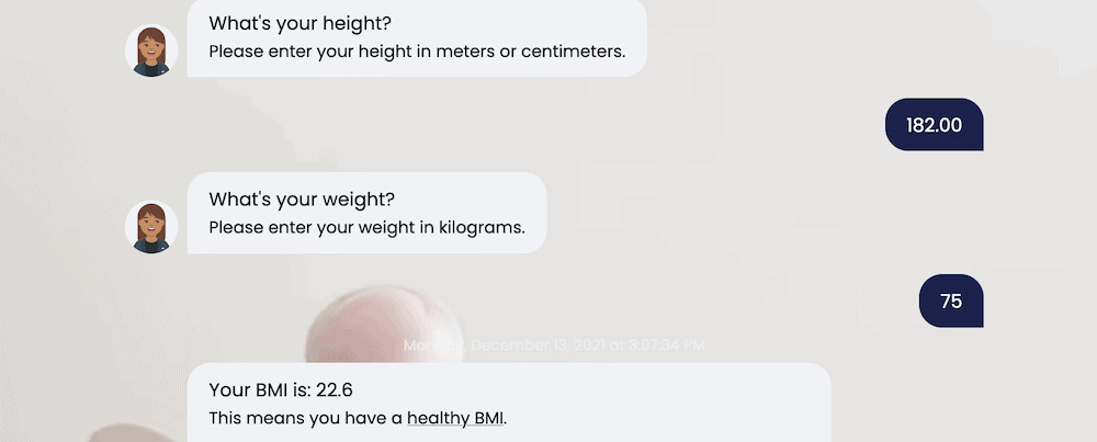 A Tripetto form that calculates a BMI and gives an advice based on the calculation outcome.