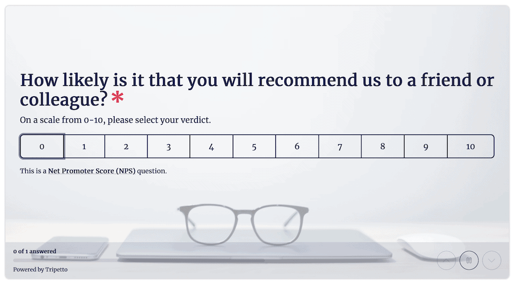 A rating scale from a customer satisfaction form.