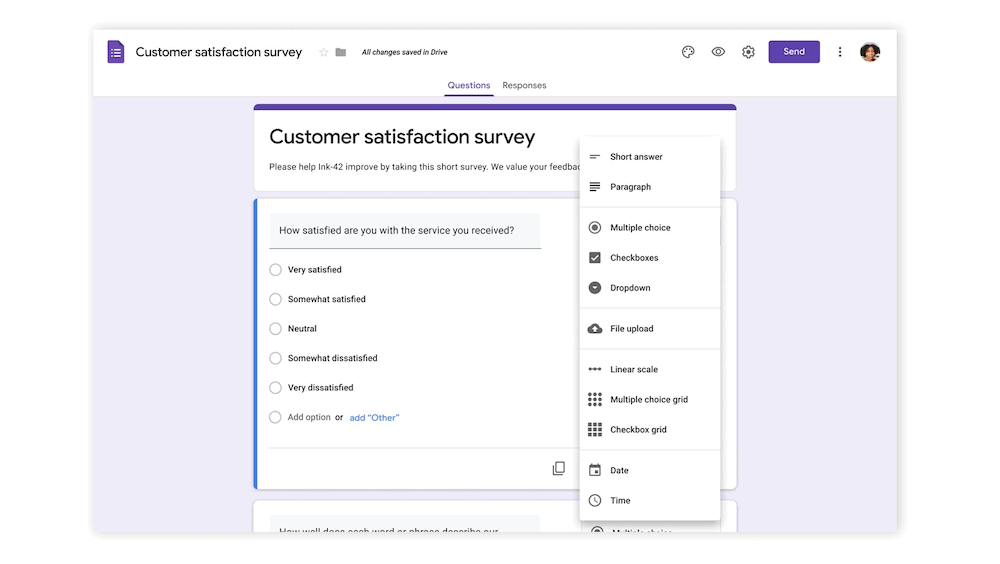 The Google Forms website.