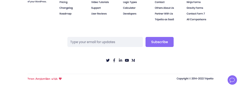 Tripetto’s newsletter signup form.