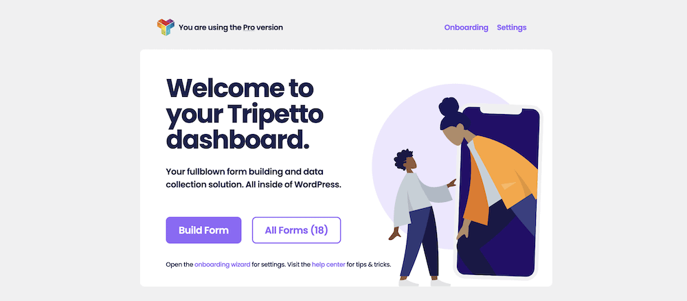 Tripetto’s Build Form button on the dashboard.