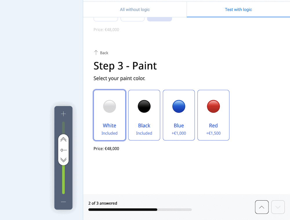 The Tripetto preview, showing a form on the front end.