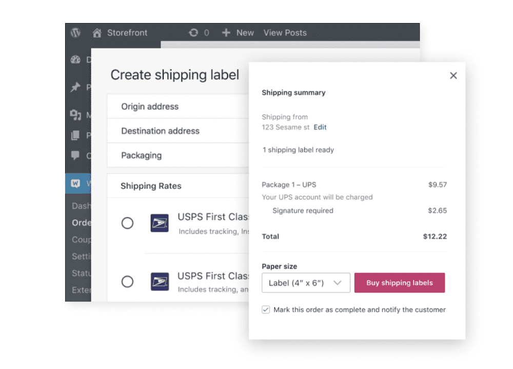 Shipping costs displayed on a form.