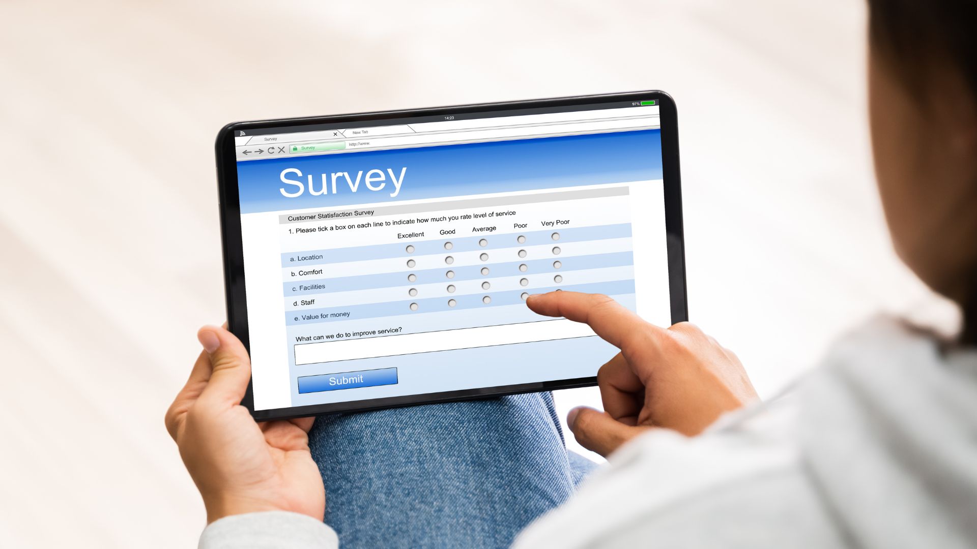 Image of a person completing an online survey