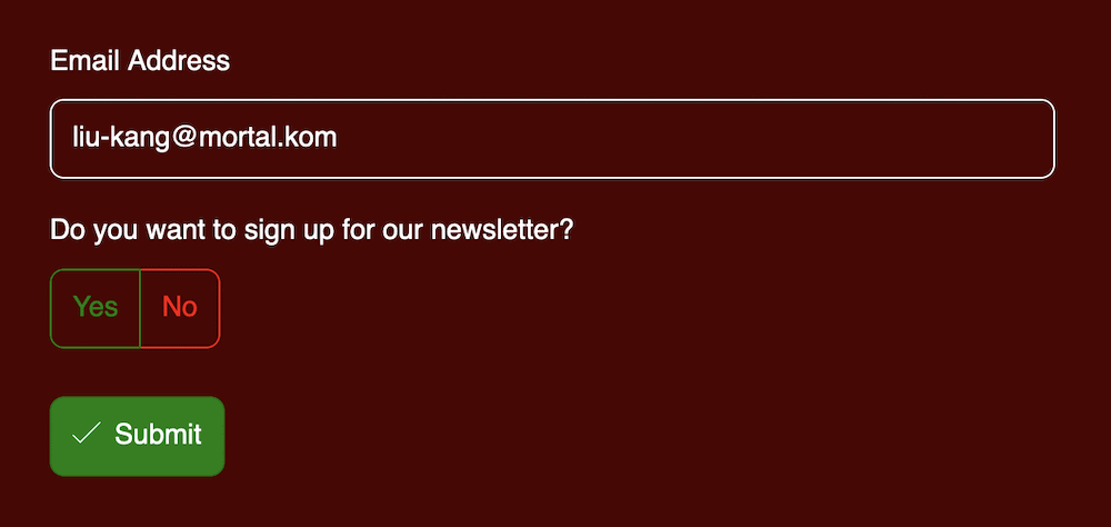 Signing up for a newsletter on a website.