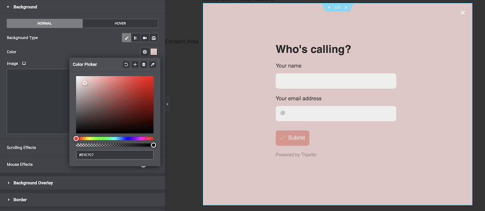 Setting up a popup template within Elementor.