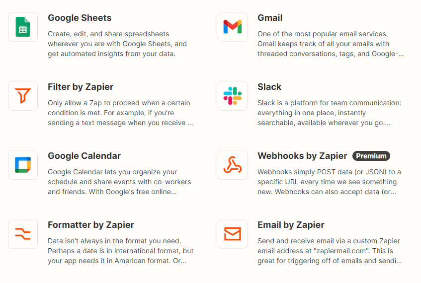 Zapier offers integrations with external and internally-created tools