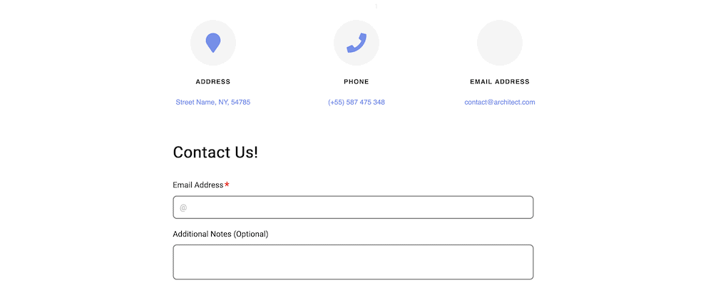 A contact form on the front-end of a website.