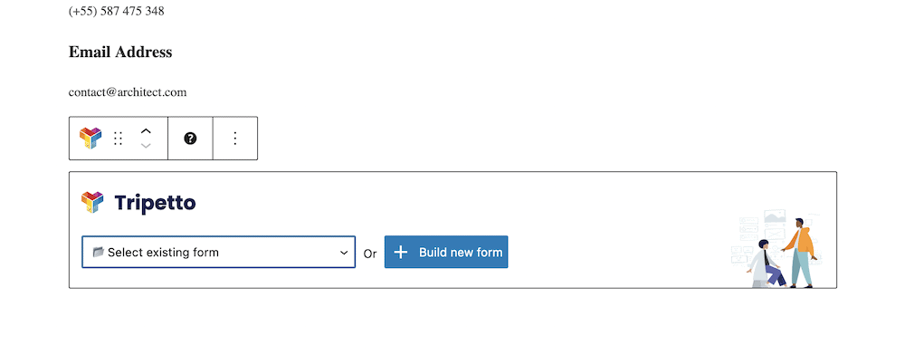 Adding a Tripetto Form Block to the Block Editor.