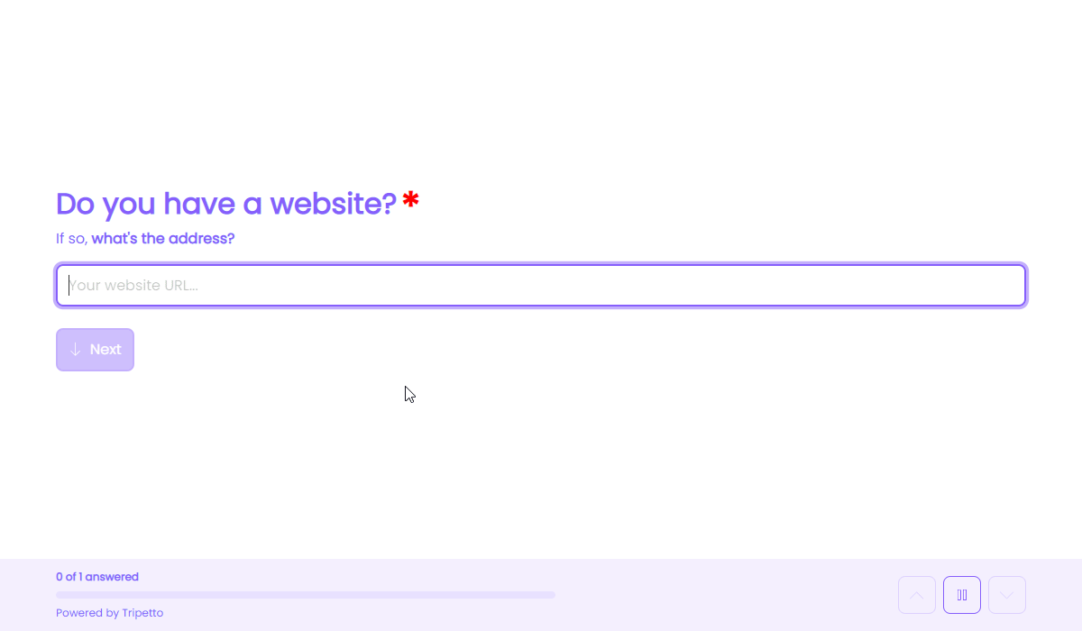 Screenshot of a URL block in Tripetto