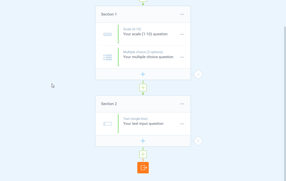 Screenshot of the form builder in Tripetto