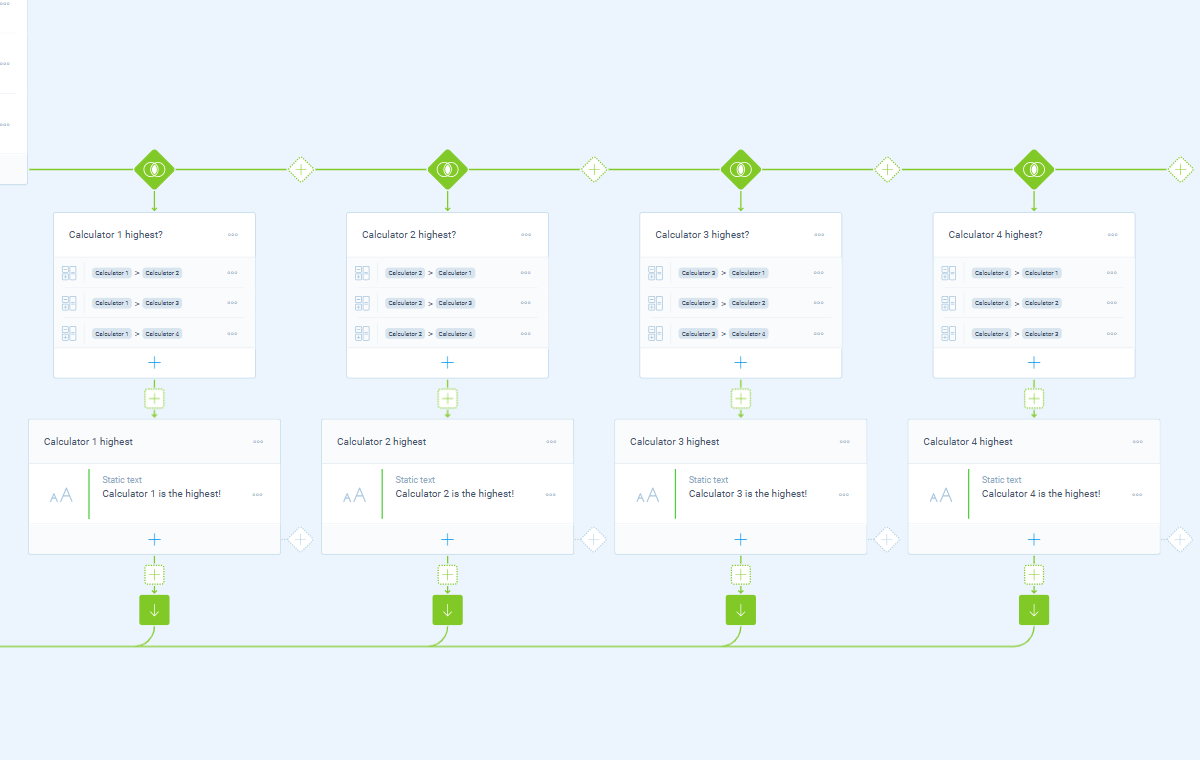 Screenshot of comparison branches in Tripetto