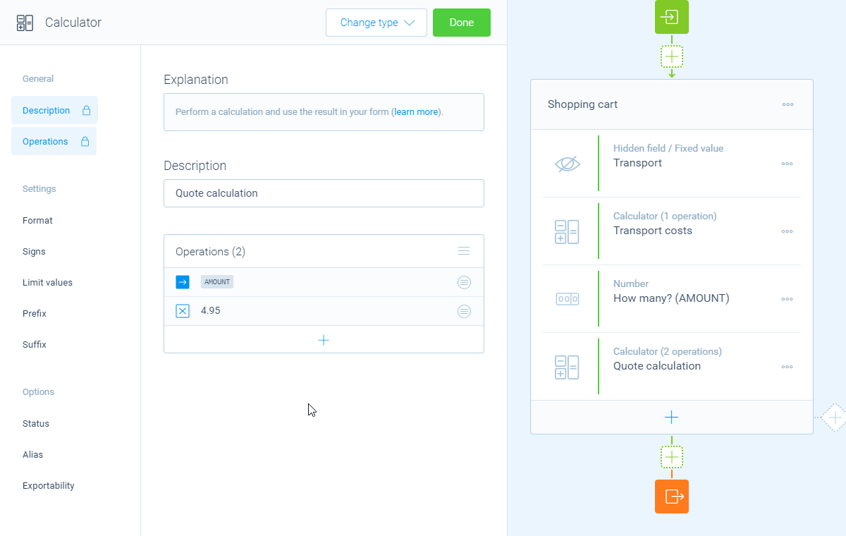 Screenshot of the form builder in Tripetto