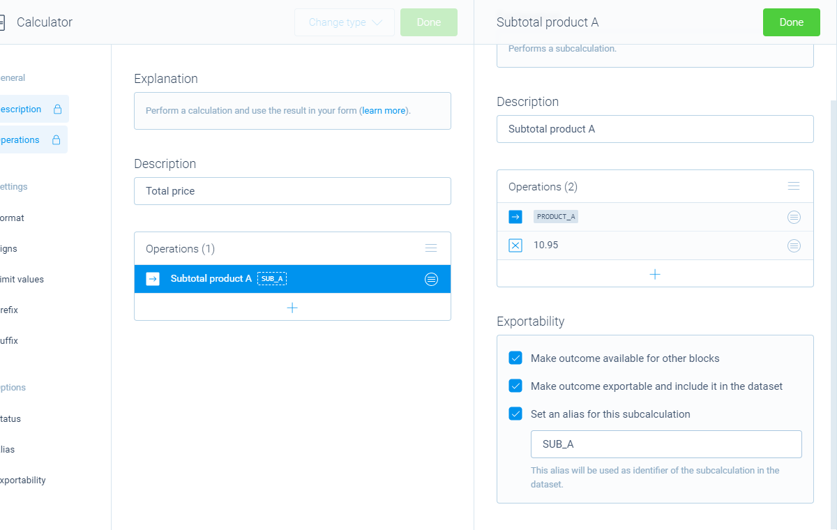 Screenshot of the form builder in Tripetto