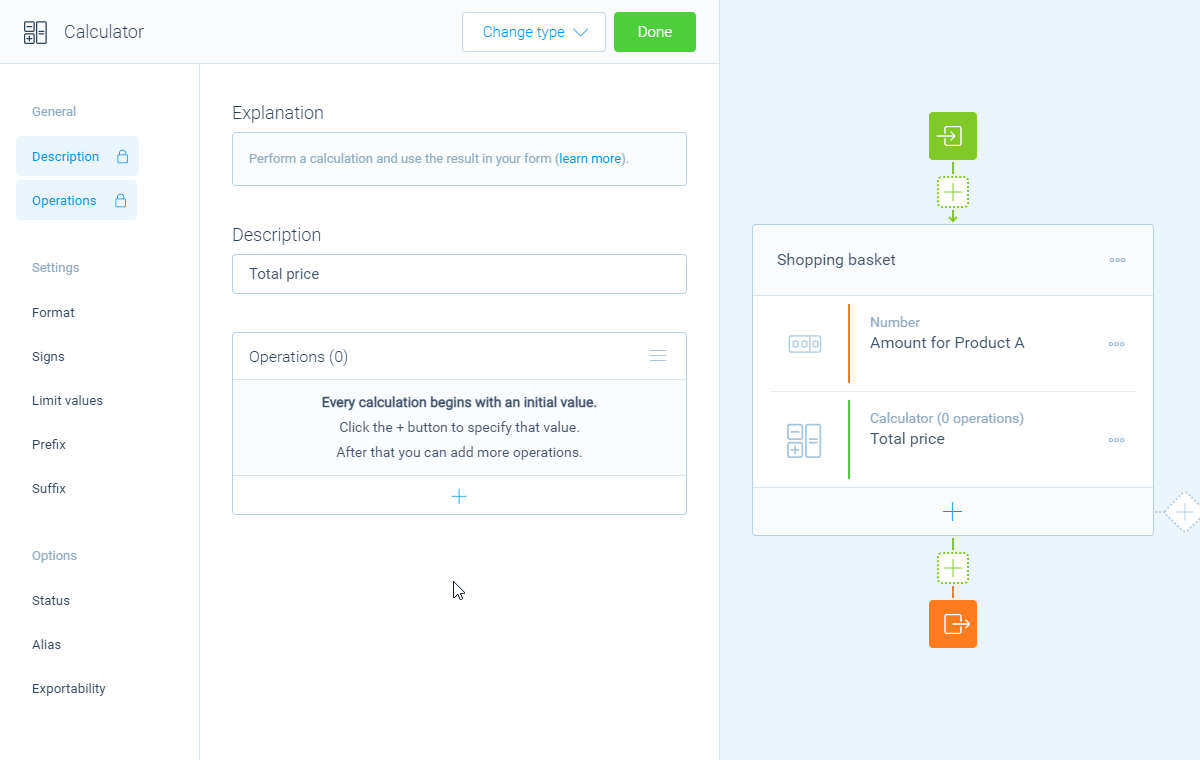 Screenshot of the form builder in Tripetto