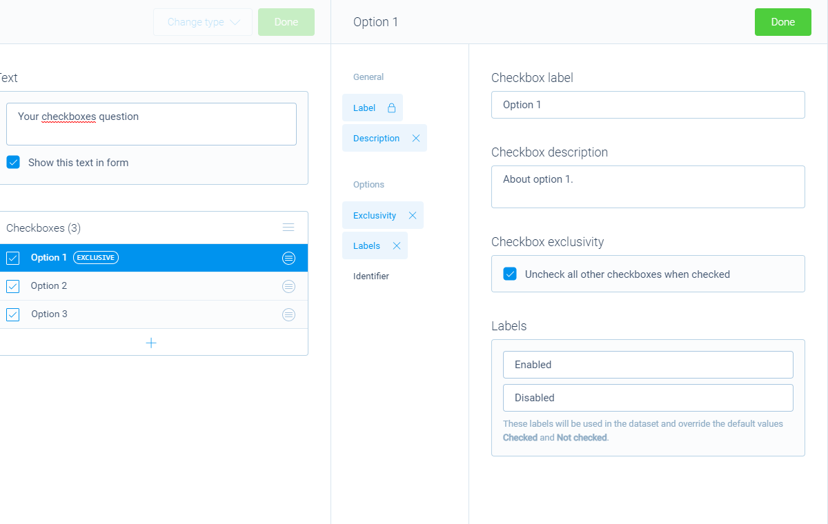 Screenshot of the form builder in Tripetto