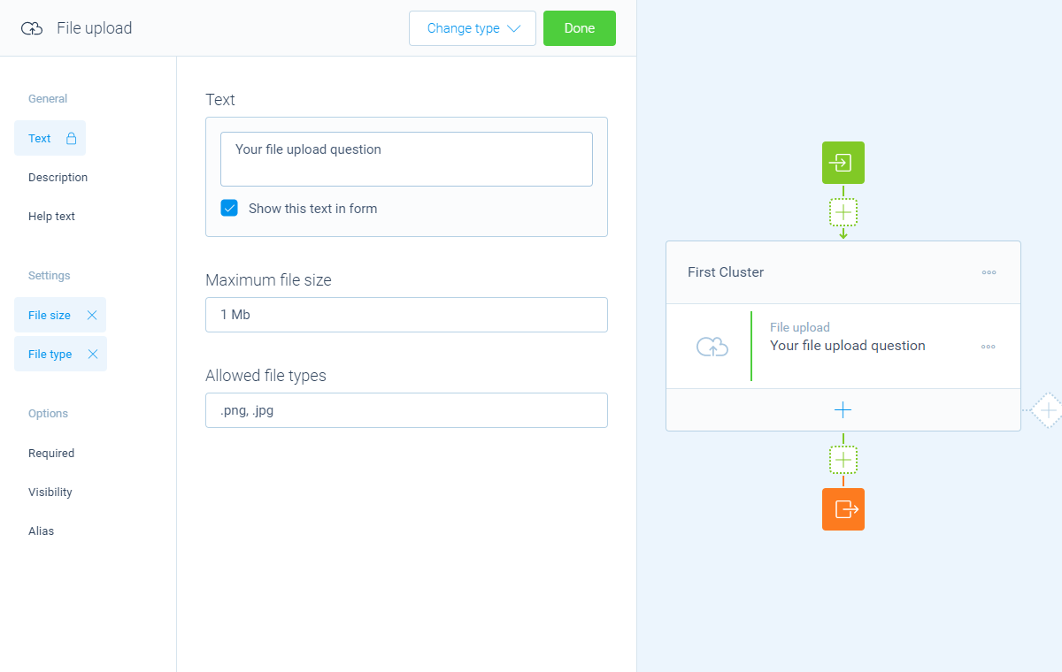 Screenshot of the form builder in Tripetto