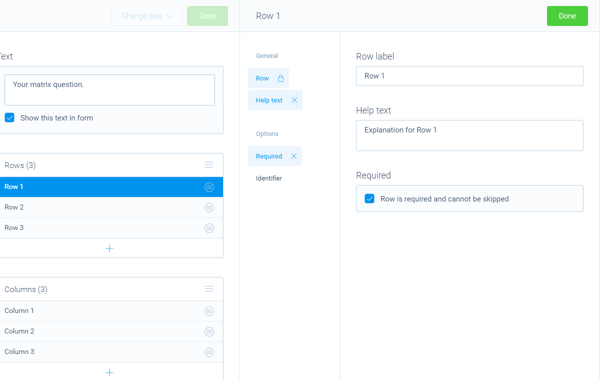 Screenshot of the form builder in Tripetto