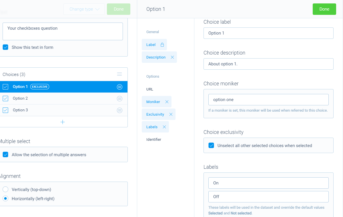 Screenshot of the form builder in Tripetto