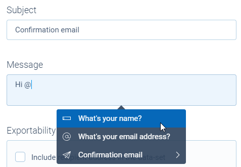 Screenshot of the form builder in Tripetto