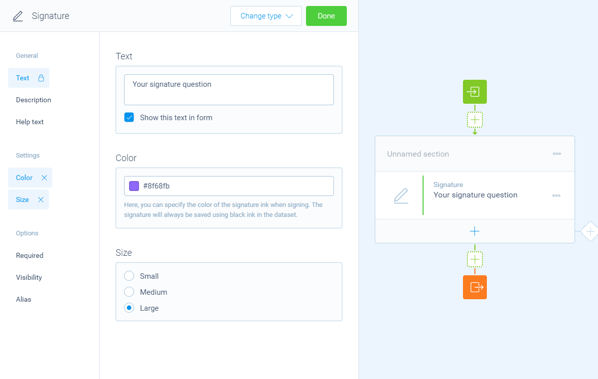 Screenshot of the form builder in Tripetto