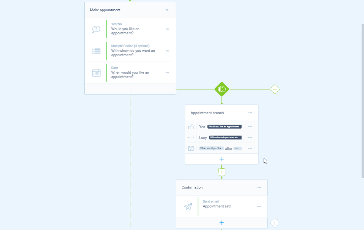 Screenshot of the form builder in Tripetto