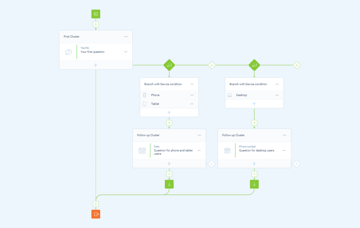 Screenshot of the form builder in Tripetto