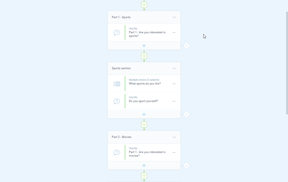 Screenshot of the form builder in Tripetto