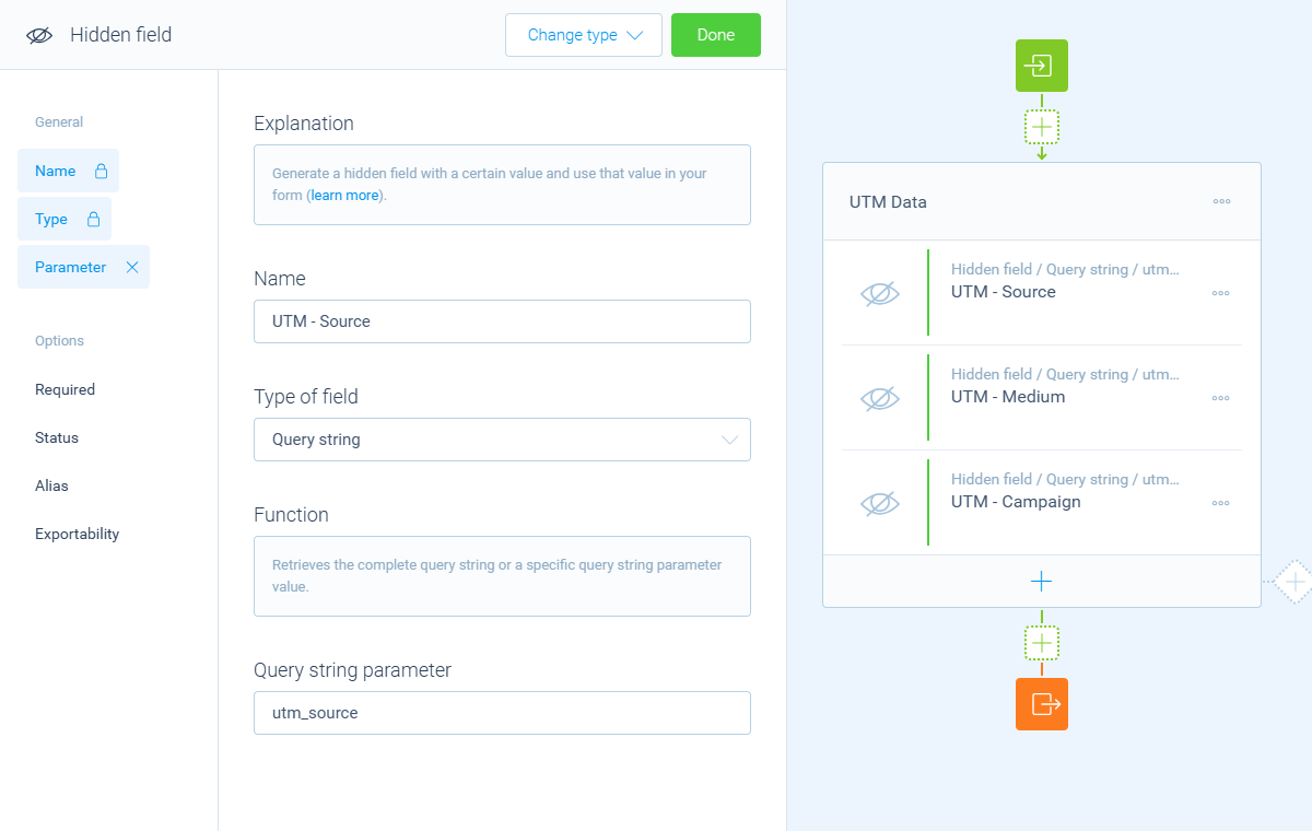 Screenshot of the form builder in Tripetto