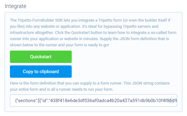 Screenshot of a form definition in Tripetto