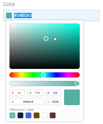 Screenshot of the color control in Tripetto