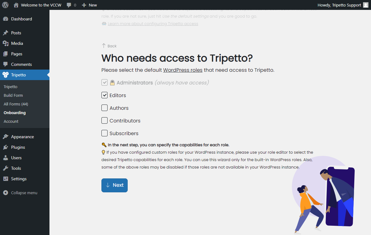 Screenshot of the onboarding wizard