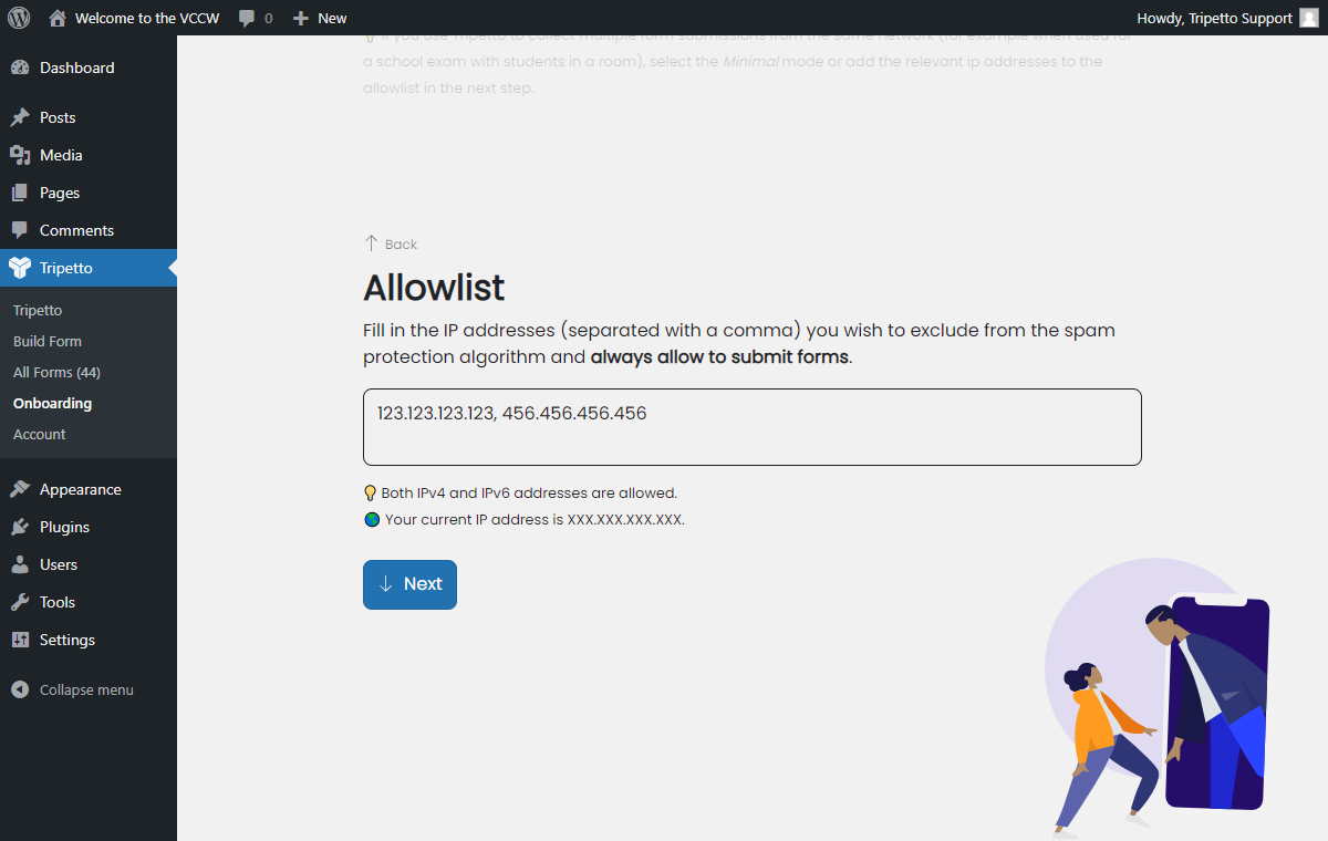 Screenshot of the onboarding wizard