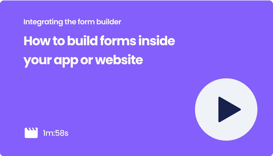 Visual thumbnail for the video 'Integrating the form builder'