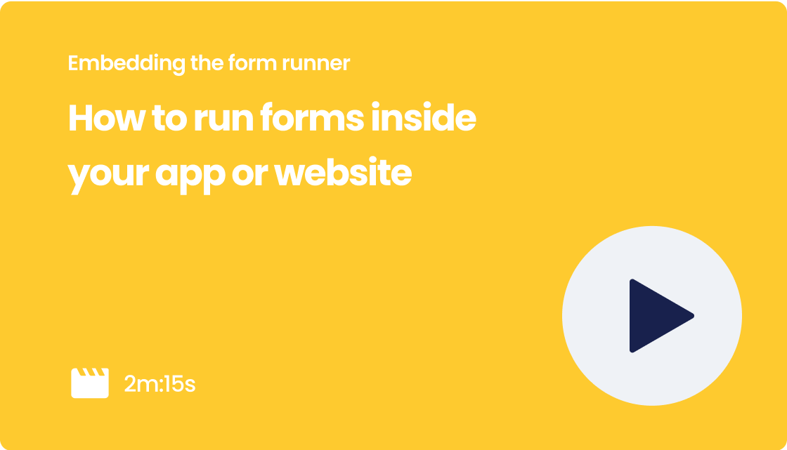 Visual thumbnail for the video 'Embedding the form runner'